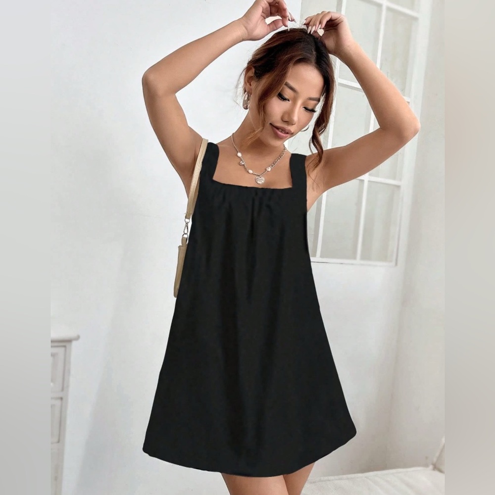 J.Crew Black Wool / Cashmere Big Back Bow Square Neck Mini Dress |Size 2